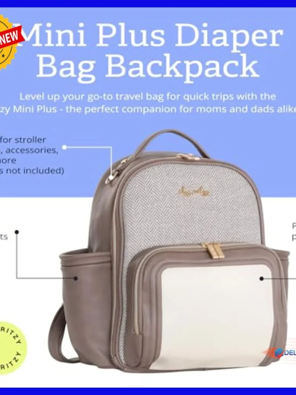 Mini Diaper Bag Backpack Vegan Leather 10 Pockets Changing Pad Travel